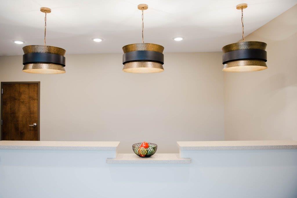 New office furniture and lighting.